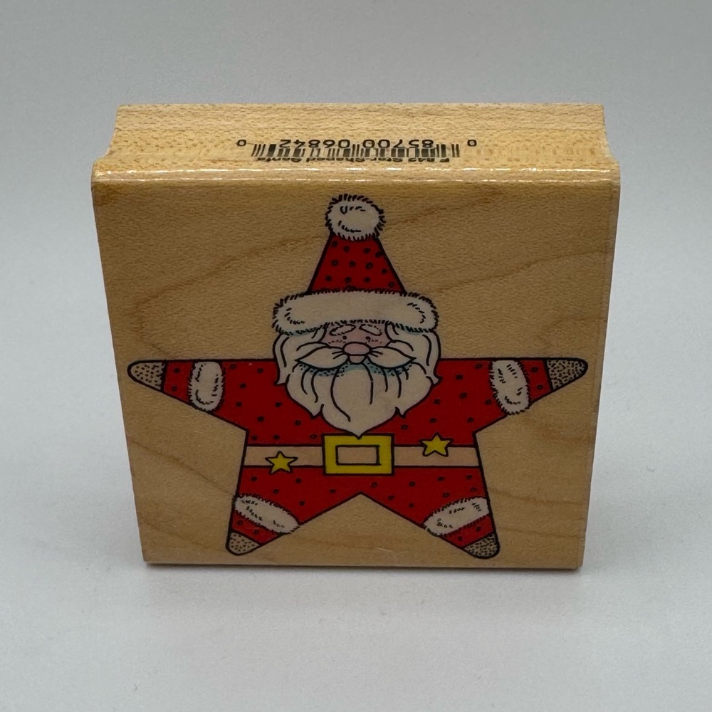 Vintage Hero Arts Star-Shaped Santa Wood-mounted Rubber Stamp